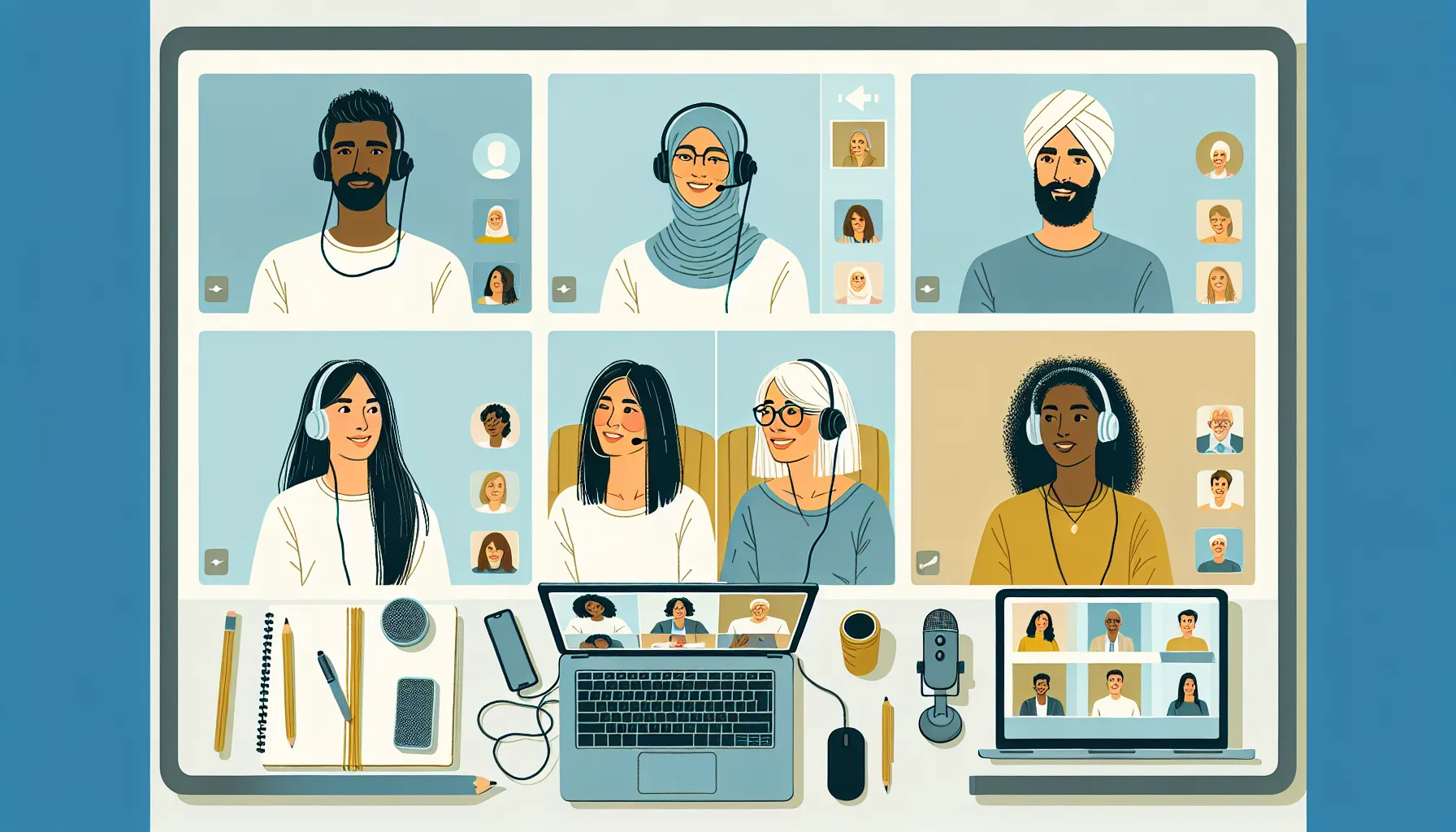 vector art video conference