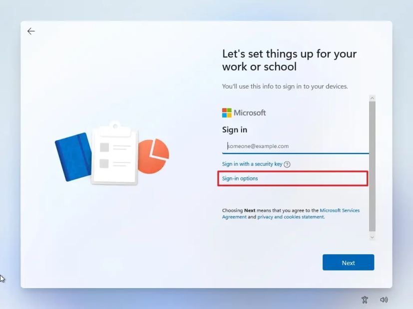 Local account setup option